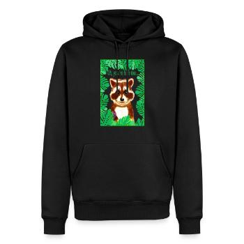 Oh, vous êtes ici aussi : Raccoon Haven - Sweat à capuche Premium bio Homme - noir - Devant - Nico (187cm)