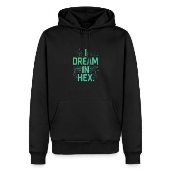I Dream in Hex – Nerdy Coder T-Shirt für Entwickler - Männer Premium Bio Hoodie - Schwarz - Vorne - Nico (187cm)