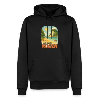 Ich liebe Rügen - Männer Premium Bio Hoodie - Schwarz - Vorne - Nico (187cm)