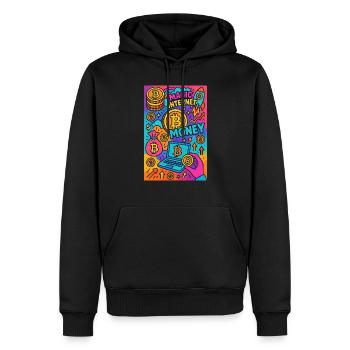 20250519 1246 Bitcoin Magic Collage simple comp - Männer Premium Bio Hoodie - Schwarz - Vorne - Nico (187cm)