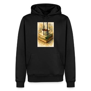 Buch und Kaffee - Männer Premium Bio Hoodie - Schwarz - Vorne - Nico (187cm)