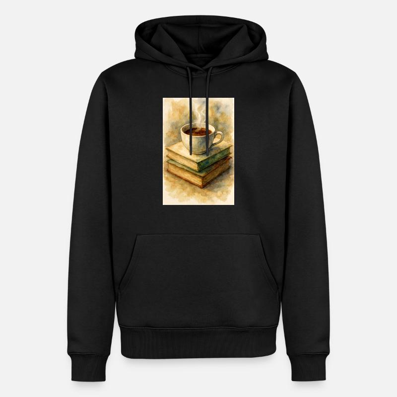 Livre et café - Sweat à capuche Premium bio Homme - noir