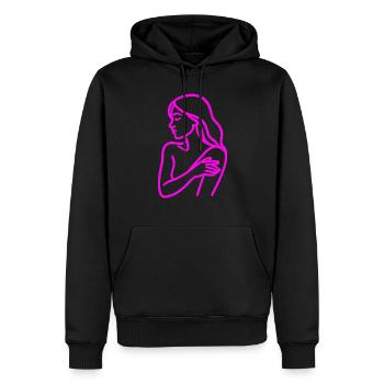 Line Art Frau Profil – Minimalistische - Männer Premium Bio Hoodie - Schwarz - Vorne - Nico (187cm)