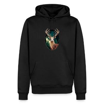Cerf majestueux - Sweat à capuche Premium bio Homme - noir - Devant - Nico (187cm)