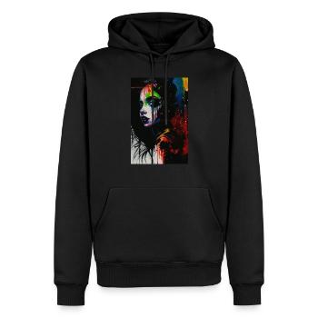 Femme graffiti pop art omikly éclaboussures color - Sweat à capuche Premium bio Homme - noir - Devant - Nico (187cm)