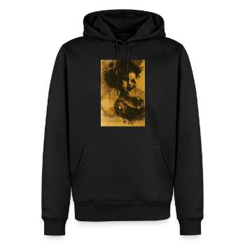 Afficherétro femme omikly déchirée pub pop art - Sweat à capuche Premium bio Homme - noir - Devant - Nico (187cm)