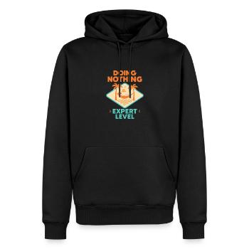 Doing Nothing, Expert Level - Männer Premium Bio Hoodie - Schwarz - Vorne - Nico (187cm)