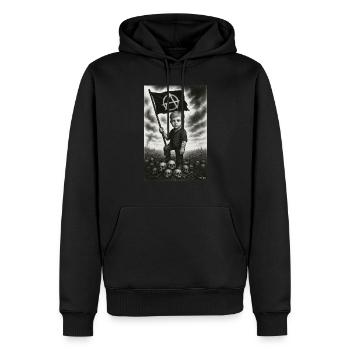 Anarchistisches Unisex-T-Shirt – Ein Engel geht vorbei - Männer Premium Bio Hoodie - Schwarz - Vorne - Nico (187cm)