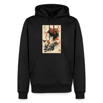Art floral de l’encre Geisha - Sweat à capuche Premium bio Homme - noir - Devant - Nico (187cm)