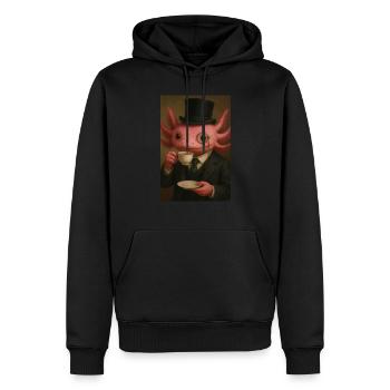 Gentleman Axolotl Tea Time - Männer Premium Bio Hoodie - Schwarz - Vorne - Nico (187cm)