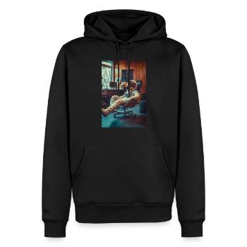 Astronaute froid au bureau - Sweat à capuche Premium bio Homme - noir - Devant - Nico (187cm)