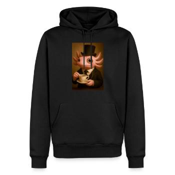 Axolotl pimpant au café - Sweat à capuche Premium bio Homme - noir - Devant - Nico (187cm)