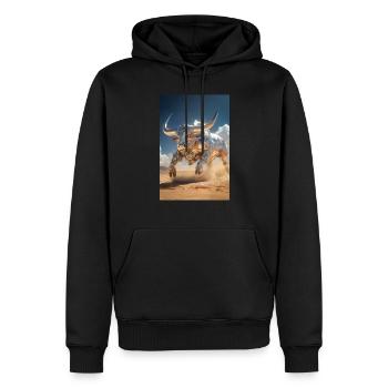 Chrome Bull Power Charge - Männer Premium Bio Hoodie - Schwarz - Vorne - Nico (187cm)