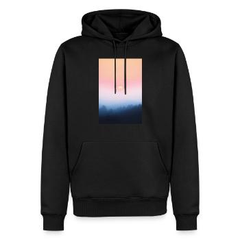 Farbiger Sonnenuntergang im Herbst - Männer Premium Bio Hoodie - Schwarz - Vorne - Nico (187cm)