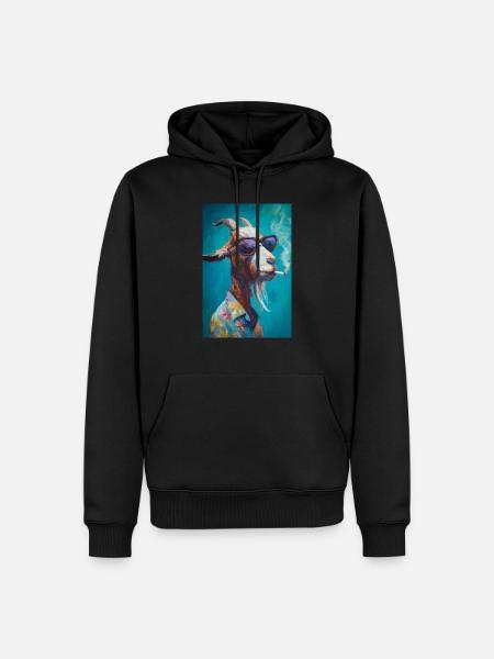 Chill Goat in Shades - Men’s Premium Organic Hoodie - black