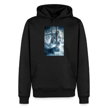 Frozen Thrill Snowboarder - Men’s Premium Organic Hoodie - black - Front - Nico (187cm)