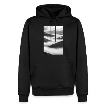Flüstern im Nebel - Männer Premium Bio Hoodie - Schwarz - Vorne - Nico (187cm)