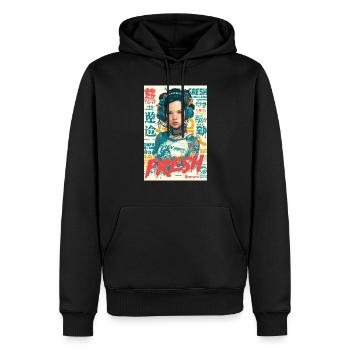 Urbane frische Vibes - Männer Premium Bio Hoodie - Schwarz - Vorne - Nico (187cm)