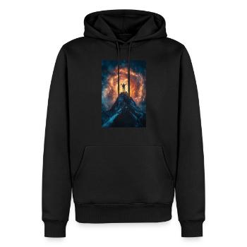 Unter kosmischem Feuer - Männer Premium Bio Hoodie - Schwarz - Vorne - Nico (187cm)