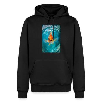 Regard curieux de poisson rouge - Sweat à capuche Premium bio Homme - noir - Devant - Nico (187cm)