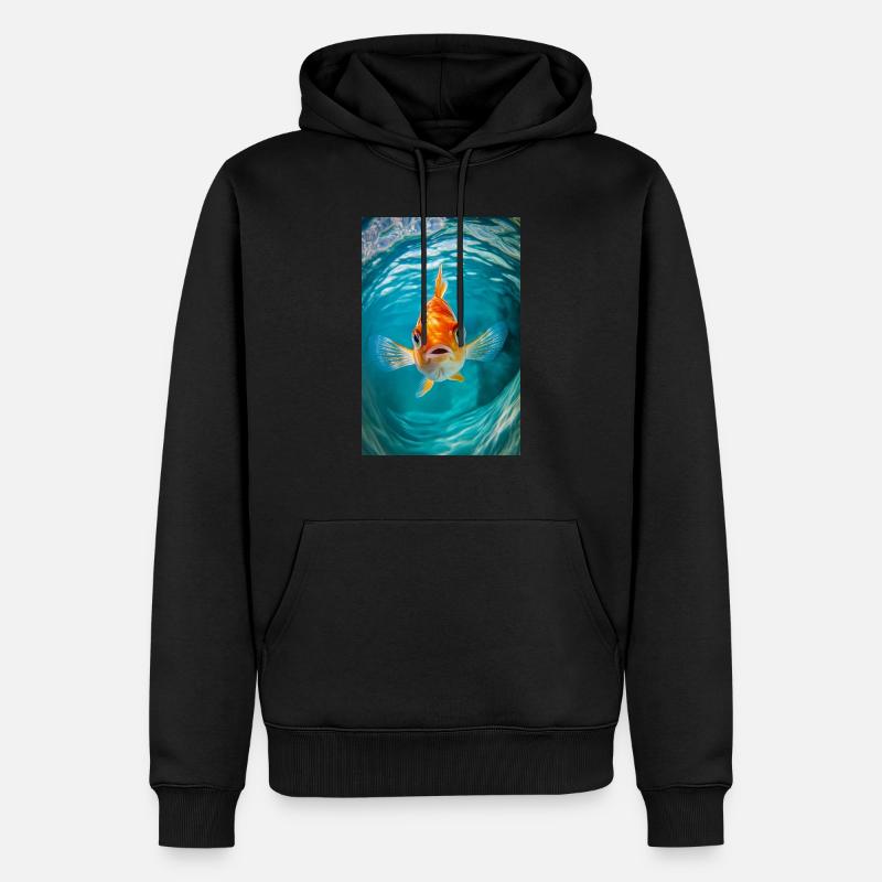 Neugieriger Goldfisch starrt - Männer Premium Bio Hoodie - Schwarz