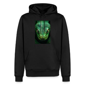 Hypnotischer grüner Schlangenblick - Männer Premium Bio Hoodie - Schwarz - Vorne - Nico (187cm)