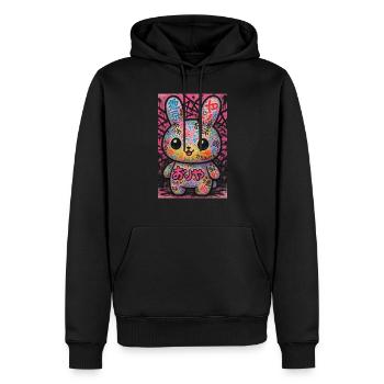 Graffiti Kawaii Bunny Pop - Sweat à capuche Premium bio Homme - noir - Devant - Nico (187cm)