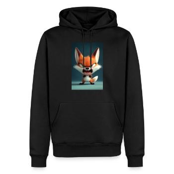 Dessin animé furieux renard colère - Sweat à capuche Premium bio Homme - noir - Devant - Nico (187cm)