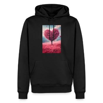 Arbre coeur romantique en fleurs - Sweat à capuche Premium bio Homme - noir - Devant - Nico (187cm)