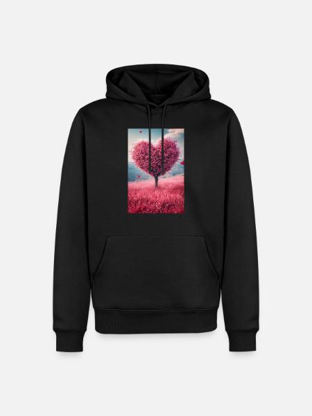 Romantic Heart Tree in Bloom - Men’s Premium Organic Hoodie - black