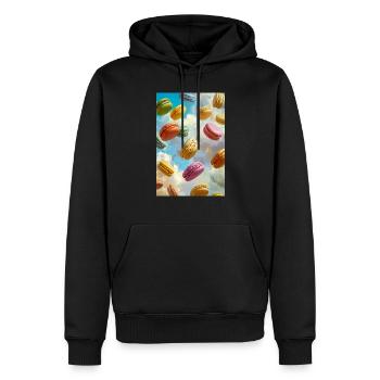 Bunte Macarons am Himmel - Männer Premium Bio Hoodie - Schwarz - Vorne - Nico (187cm)