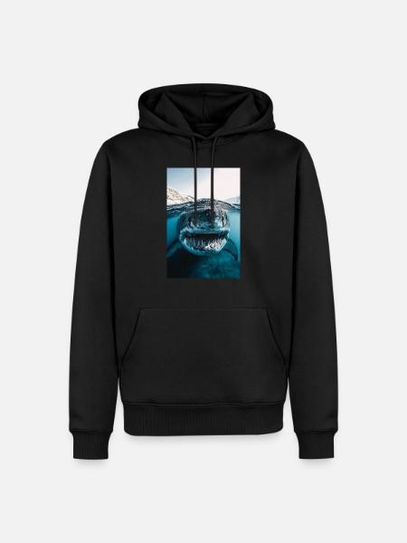 Mega Shark Nahbegegnung - Männer Premium Bio Hoodie - Schwarz