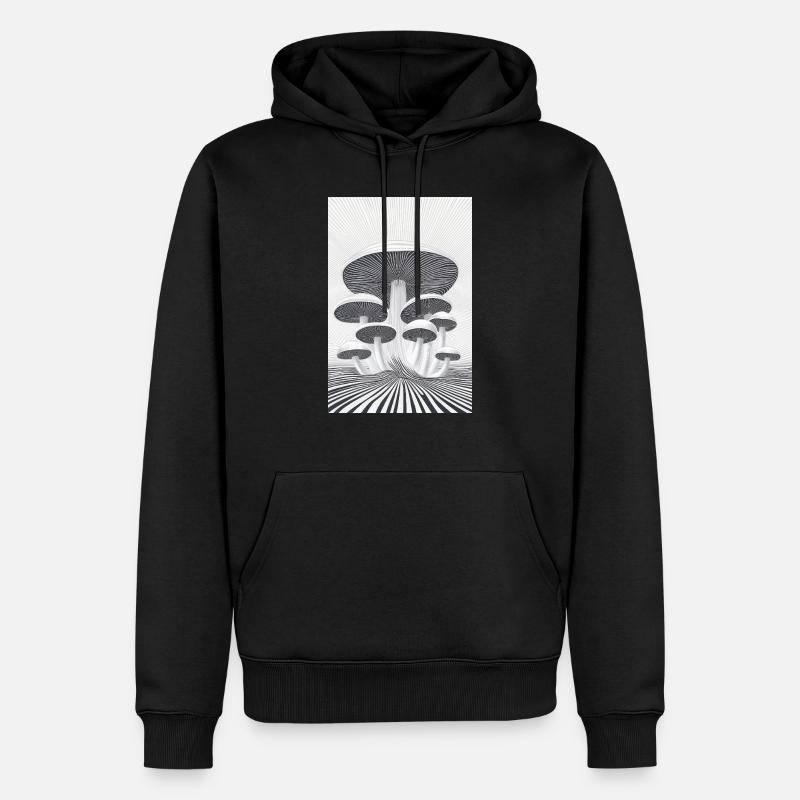 Forêt de champignons optiques - Sweat à capuche Premium bio Homme - noir