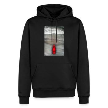 Rotes Boot am Grauen Ufer - Männer Premium Bio Hoodie - Schwarz - Vorne - Nico (187cm)