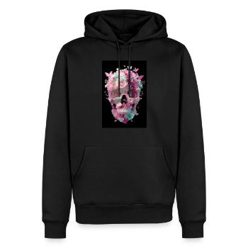Blumenschädel mit Schmetterlingen - Männer Premium Bio Hoodie - Schwarz - Vorne - Nico (187cm)
