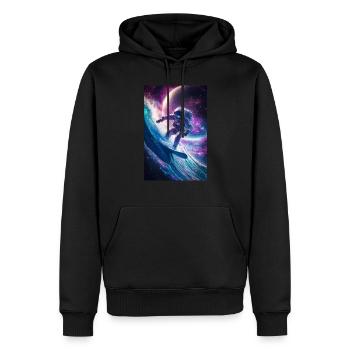 Surfen auf der kosmischen Welle - Männer Premium Bio Hoodie - Schwarz - Vorne - Nico (187cm)