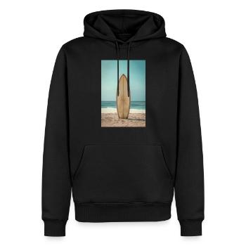 Schwarz-Weiß-Surf-Explosion - Männer Premium Bio Hoodie - Schwarz - Vorne - Nico (187cm)