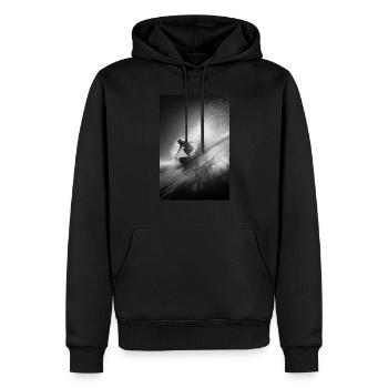 Schwarz-Weiß-Surf-Explosion - Männer Premium Bio Hoodie - Schwarz - Vorne - Nico (187cm)