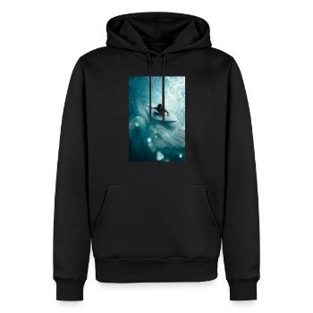 Surfeur chevauchant le baril parfait - Sweat à capuche Premium bio Homme - noir - Devant - Nico (187cm)