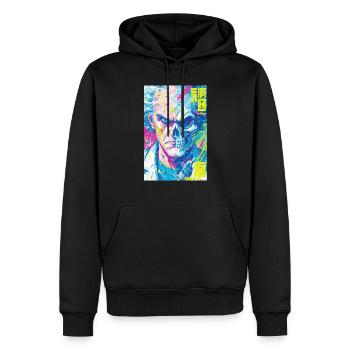Moitié Humain Moitié Crâne Pop Art - Sweat à capuche Premium bio Homme - noir - Devant - Nico (187cm)
