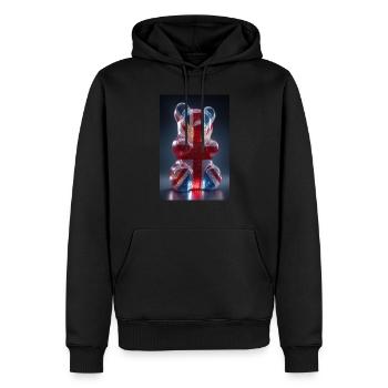 Ours gommeux Union Jack - Sweat à capuche Premium bio Homme - noir - Devant - Nico (187cm)