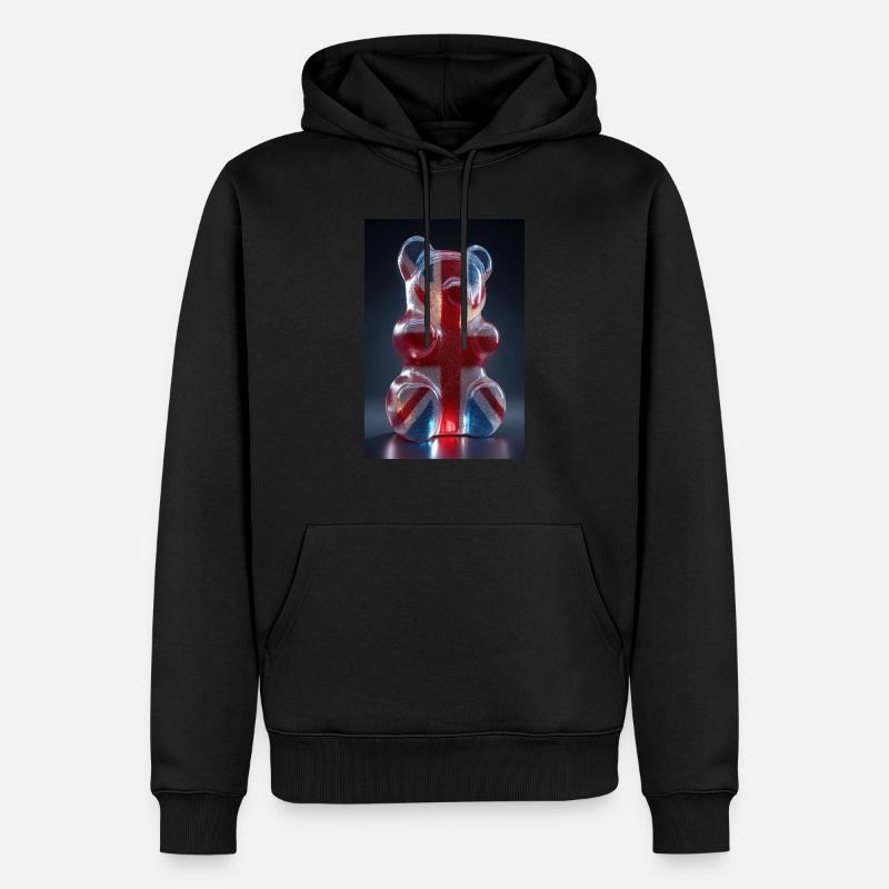 Gummibärchen mit britischer Flagge - Männer Premium Bio Hoodie - Schwarz