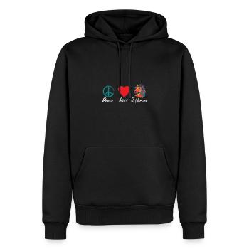 Pferde Horses Pony Stallion Vintage Reiter Spruch - Männer Premium Bio Hoodie - Schwarz - Vorne - Nico (187cm)