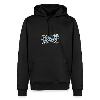 DREAM Graffiti Design voller Farbe und Motivation - Männer Premium Bio Hoodie - Schwarz - Vorne - Nico (187cm)
