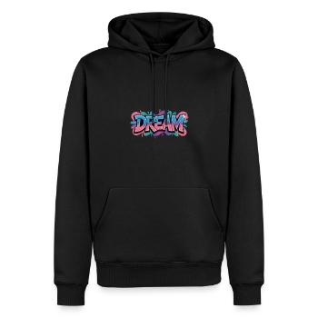 DREAM Graffiti Design voller Farbe und Motivation - Männer Premium Bio Hoodie - Schwarz - Vorne - Nico (187cm)