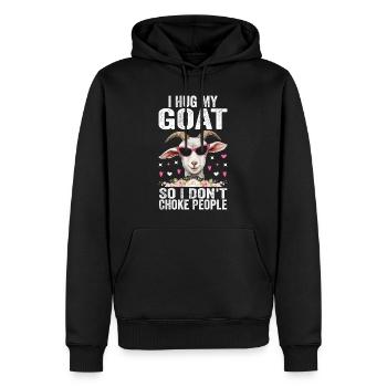 Ich umarme meine Ziege, damit ich die Leute nicht ersticke - Männer Premium Bio Hoodie - Schwarz - Vorne - Nico (187cm)