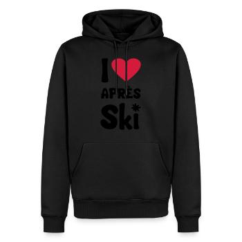 T-Shirt "I love apres ski" - Männer Premium Bio Hoodie - Schwarz - Vorne - Nico (187cm)