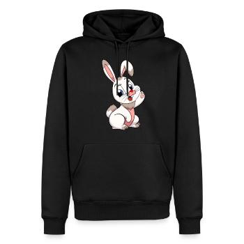 Steppi BUNNY - Sweat à capuche Premium bio Homme - noir - Devant - Nico (187cm)