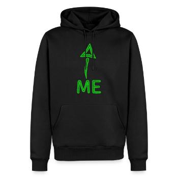 Moi avec flèche - Sweat à capuche Premium bio Homme - noir - Devant - Nico (187cm)