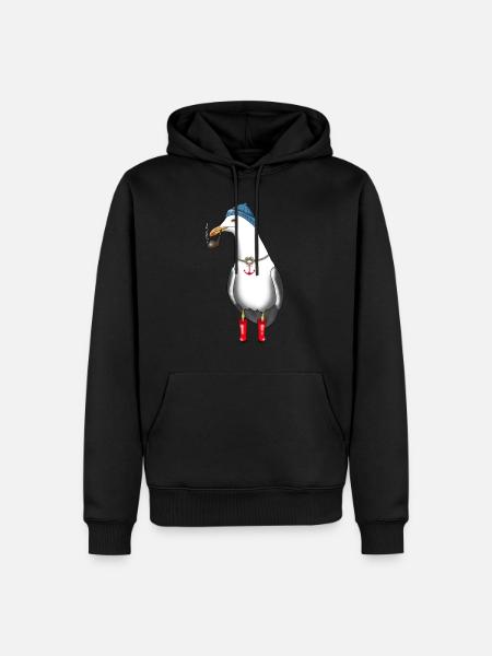 Möwe Seemann Kapitän - Männer Premium Bio Hoodie - Schwarz